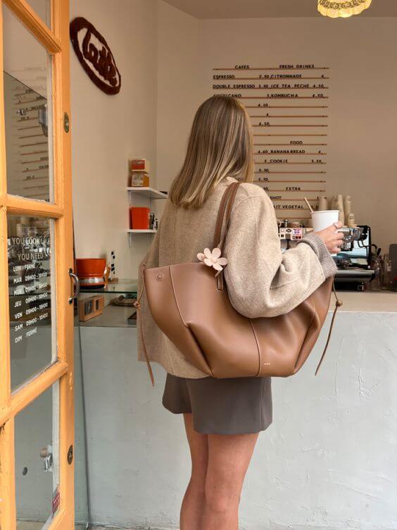 Borsa Tote Donna in Pelle Grande con Tracolla Stile Quotidiano
