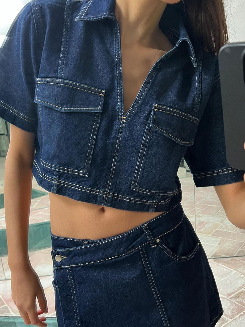 Set Donna in Denim con Gonna Pantaloncino
