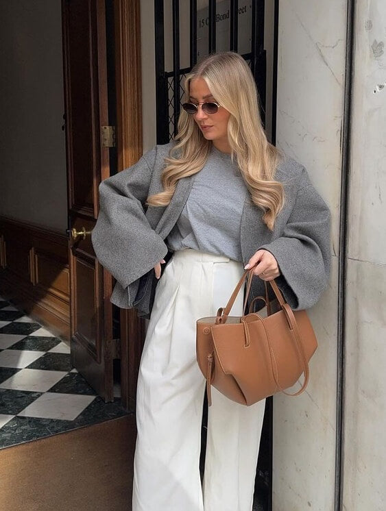 Borsa Tote Donna in Pelle Grande con Tracolla Stile Quotidiano
