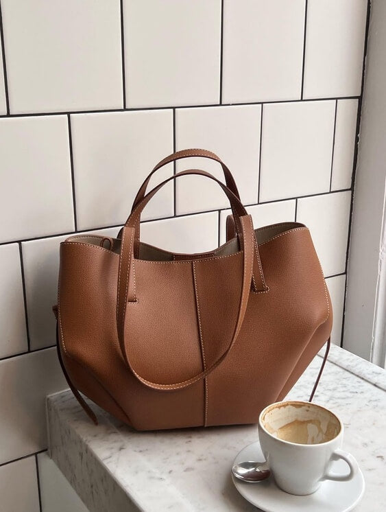 Borsa Tote Donna in Pelle Grande con Tracolla Stile Quotidiano