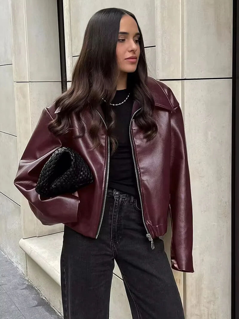 Giacca Donna in Pelle Classica Vestibilità Regular - Vesarelli