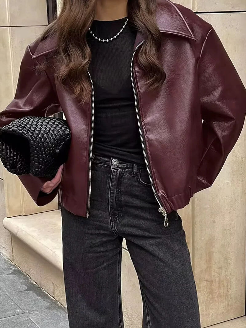 Giacca Donna in Pelle Classica Vestibilità Regular - Vesarelli