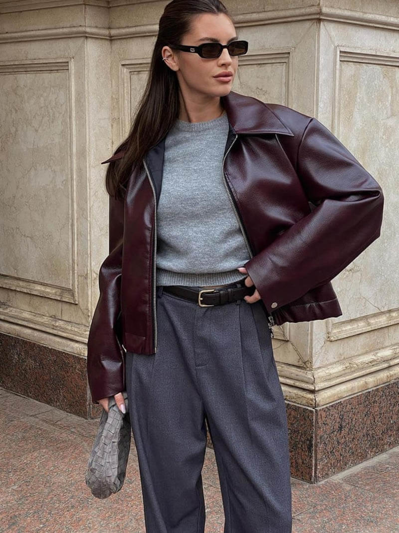 Giacca Donna in Pelle Classica Vestibilità Regular - Vesarelli
