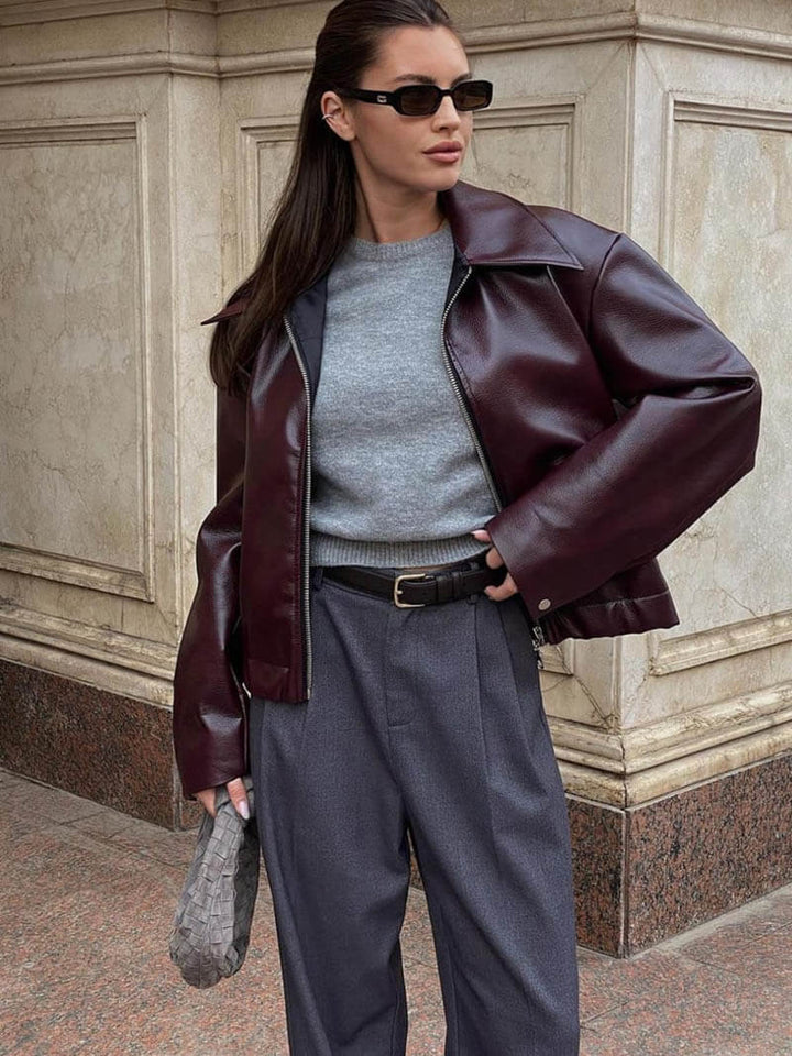 Giacca Donna in Pelle Classica Vestibilità Regular - Vesarelli