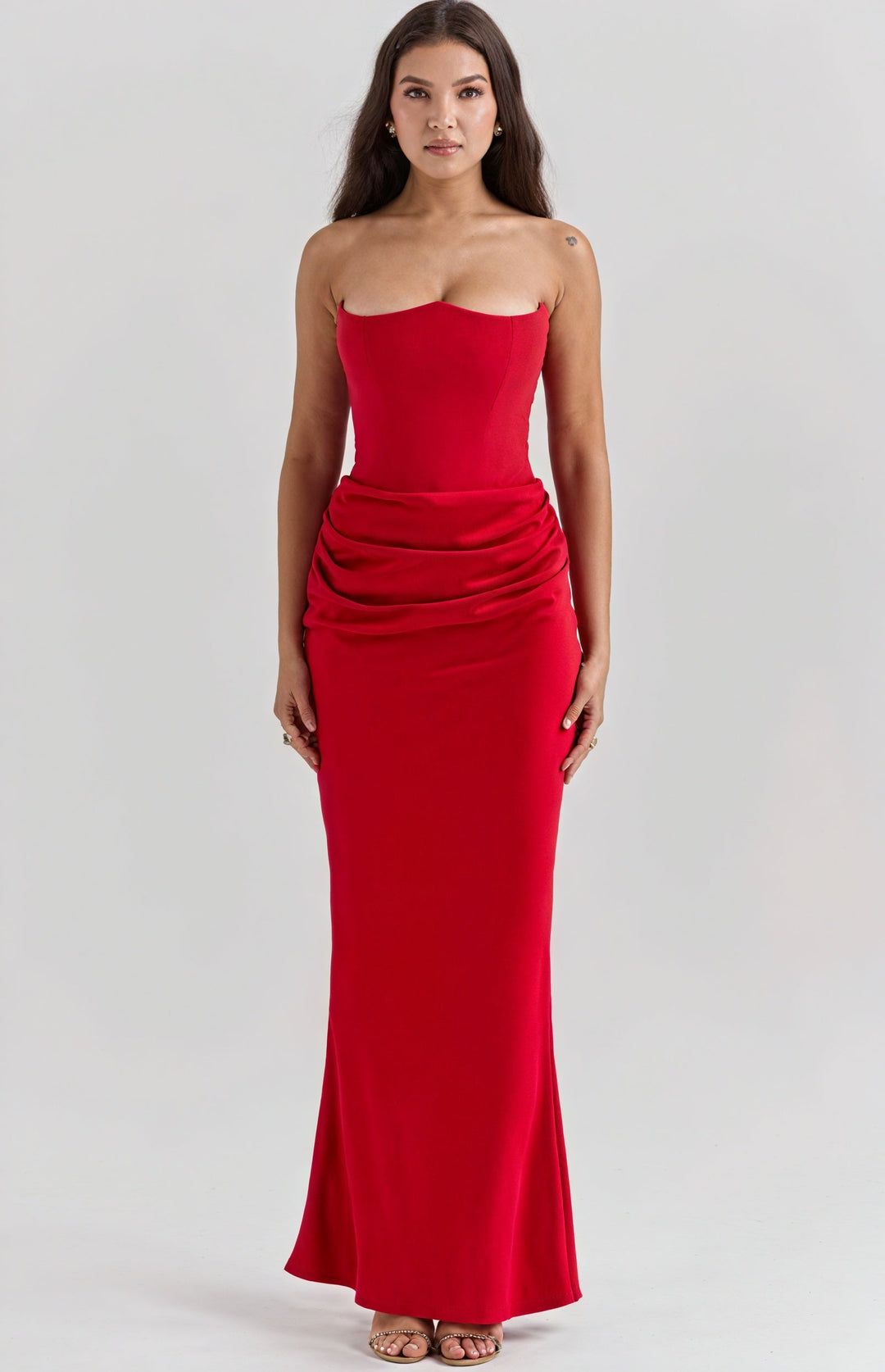 Solea | Abito Lungo Strapless da Cerimonia Rosso