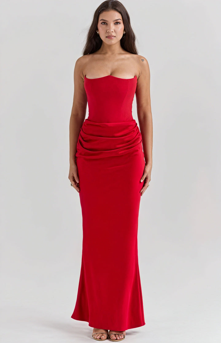 Solea | Abito Lungo Strapless da Cerimonia Rosso