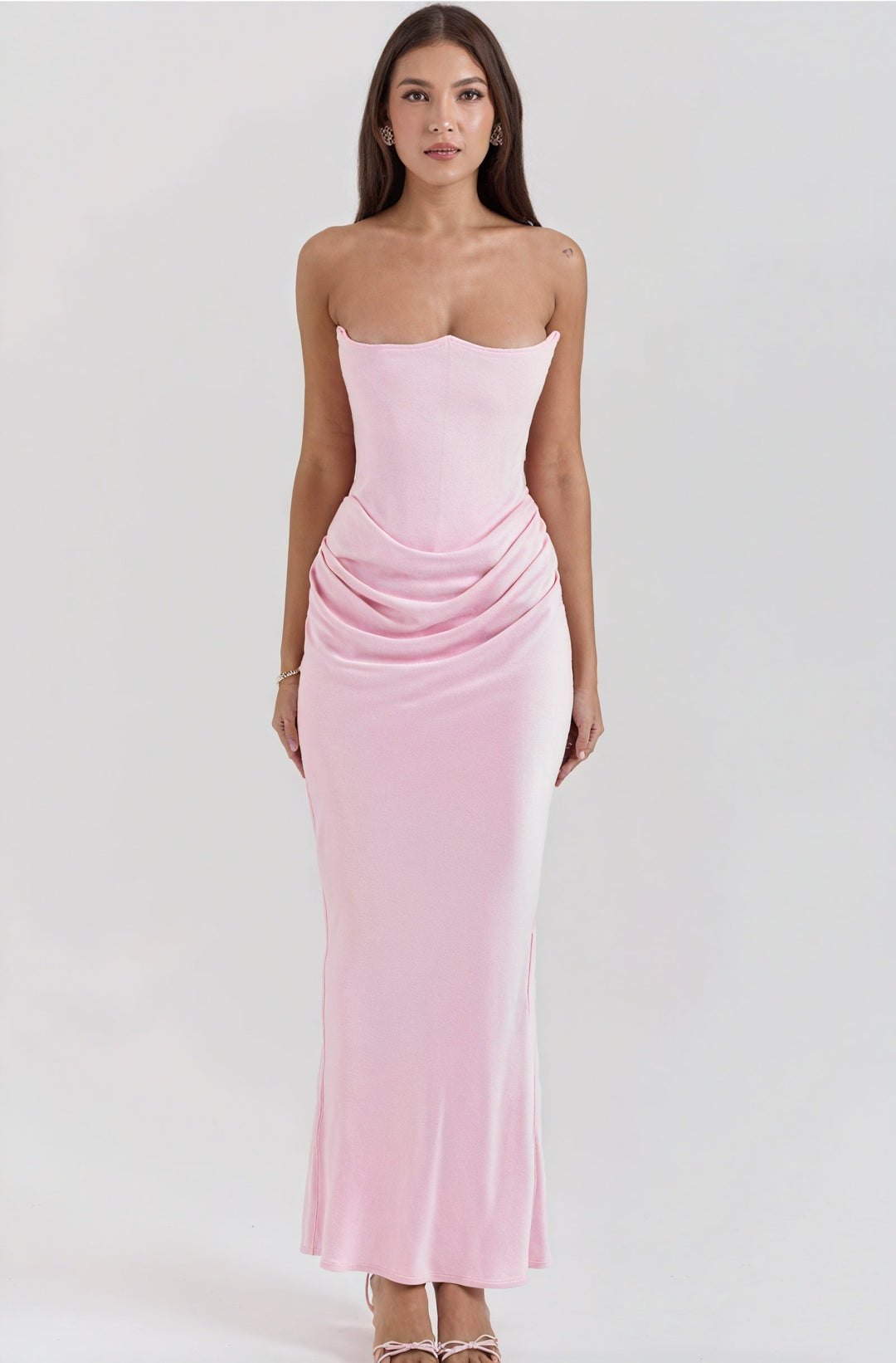 Solea | Abito Lungo Strapless da Cerimonia Rosa