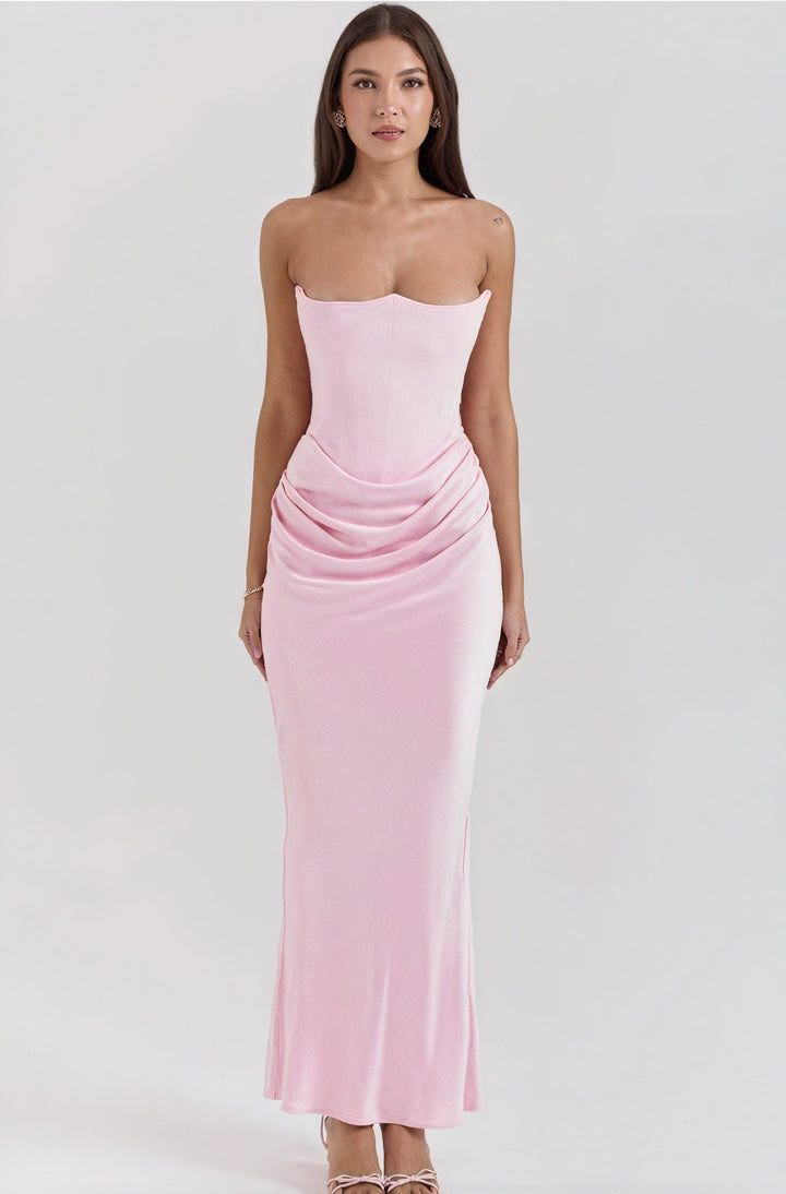 Solea | Abito Lungo Strapless da Cerimonia Rosa