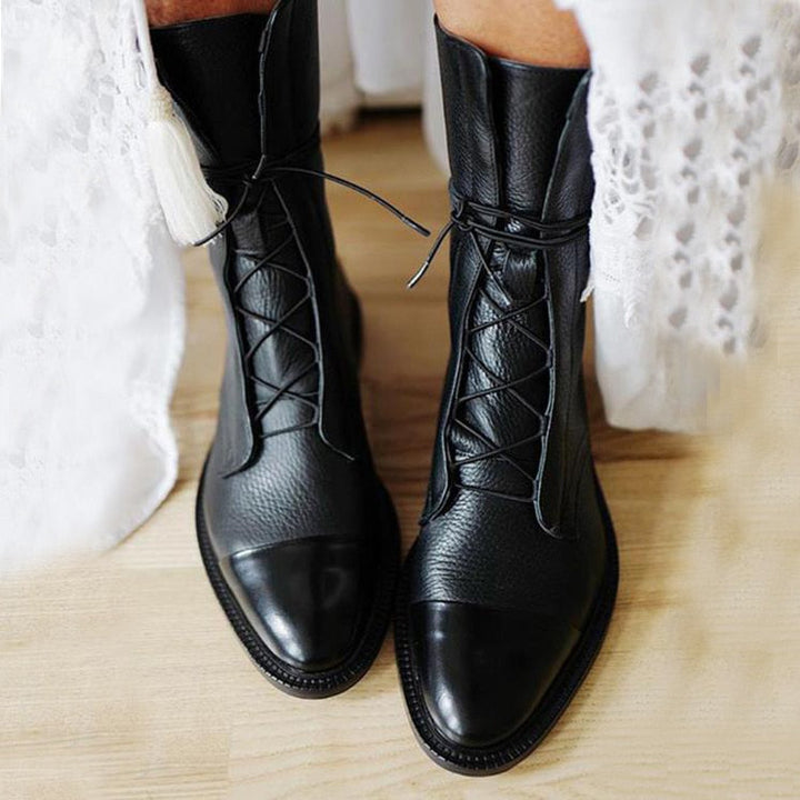 Stivaletti Donna in Pelle con Lacci Classici - Vesarelli