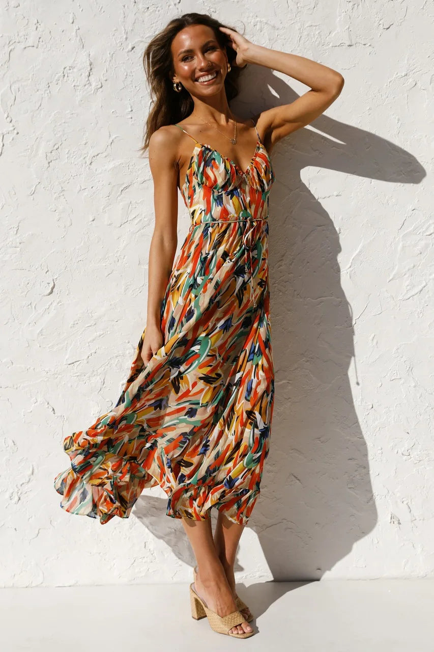 Stella | Abito Midi Donna Floreale con Spalline Sottili 2