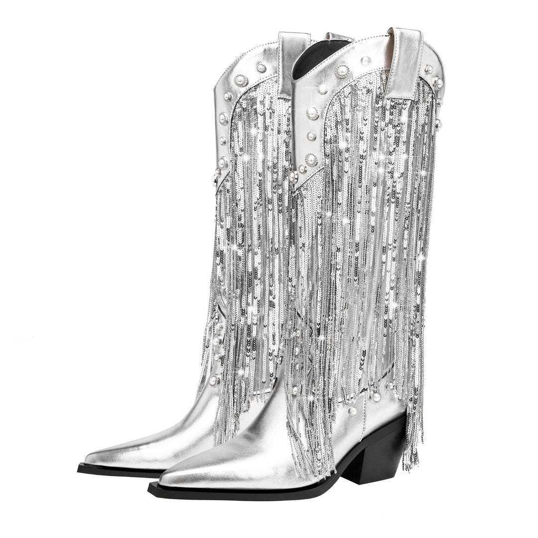 Stivali Donna Cowboy in Pelle Stile Boho Autunnali - Vesarelli