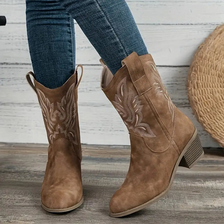 Stivali Donna Tacco Comodi Stile Cowgirl Autunno - Vesarelli