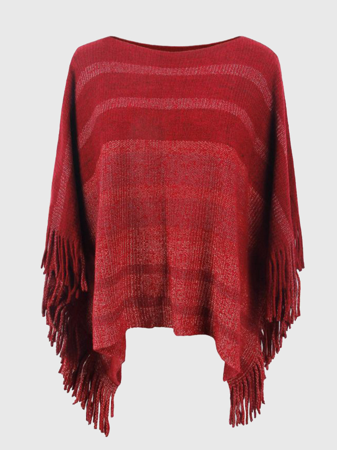 Poncho Donna in Maglia con Frange Stile Elegante