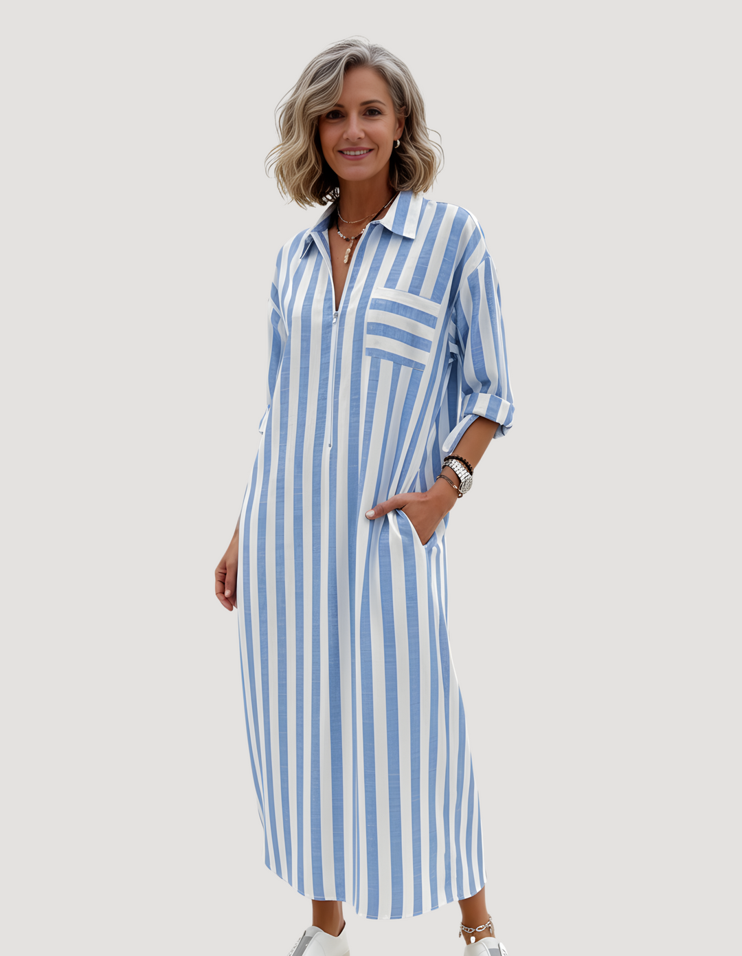 Abito Chemisier Donna Lungo Cotone Casual - Vesarelli