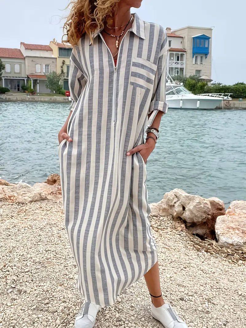 Abito Chemisier Donna Lungo Cotone Casual