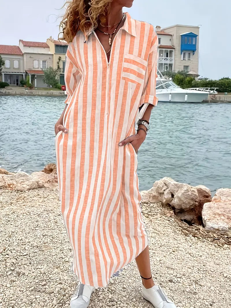 Abito Chemisier Donna Lungo Cotone Casual