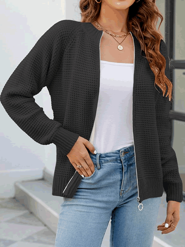 Cardigan Estivo Donna con Cerniera Stile Elegante Slim Fit - Vesarelli