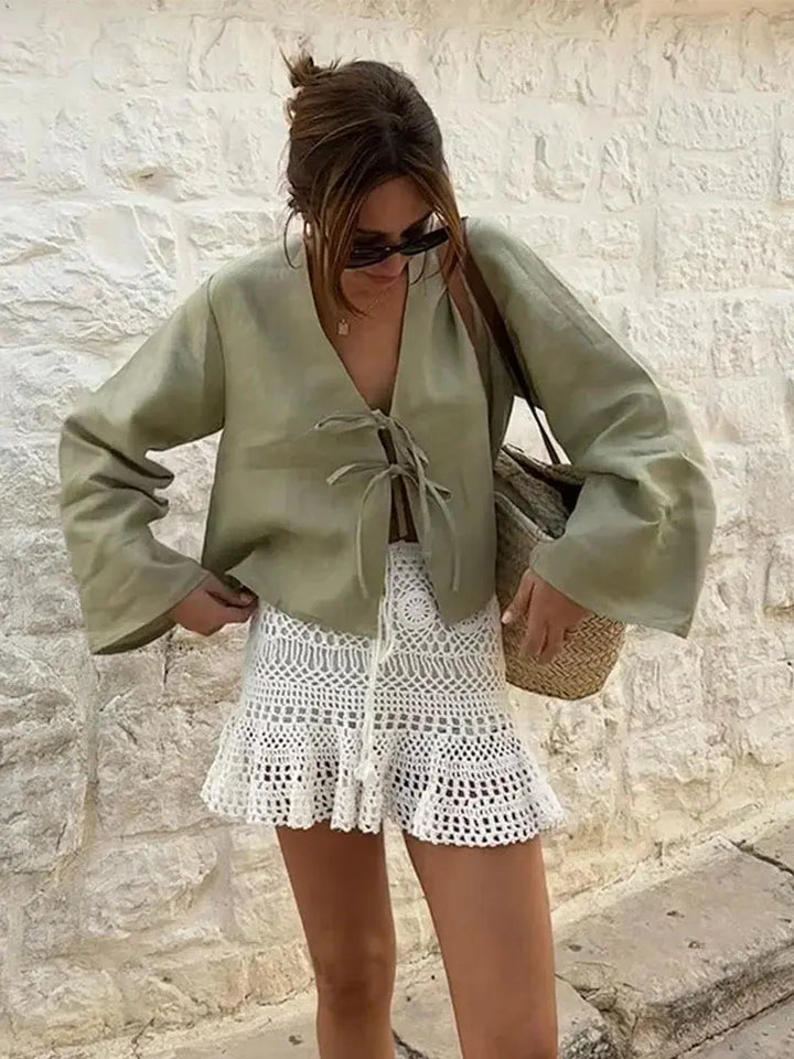 Camicia Donna Maniche Corte EVA Stile Chic Estivo - Vesarelli