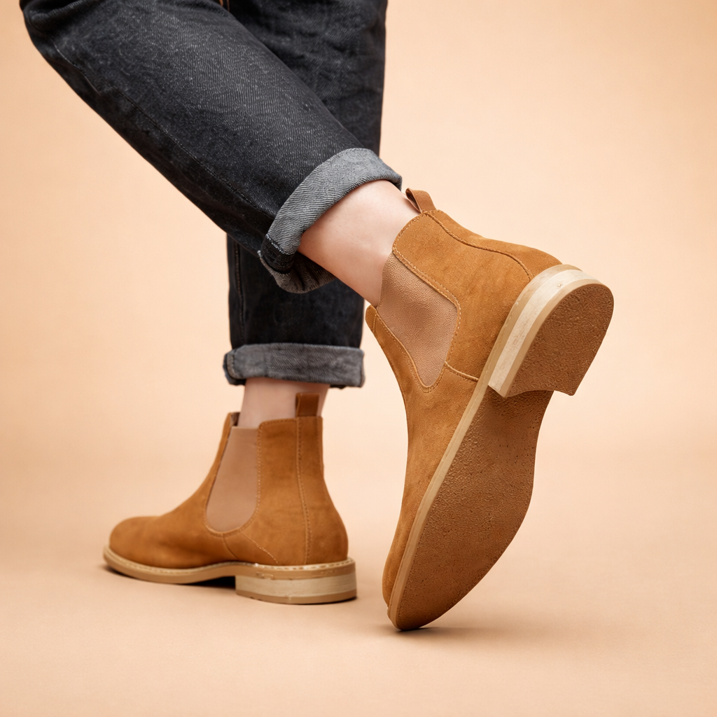 Stivaletti Chelsea Uomo Slip-On Eleganti Pelle