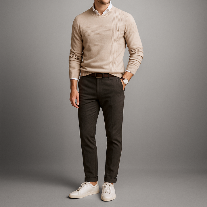 Maglione Uomo Classico Strutturato Vestibilità Regolare