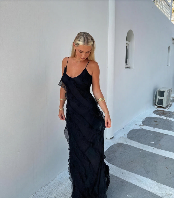 Susanna – Abito Maxi A Balze Con Spalline Sottili E Vestibilità Ampia 8