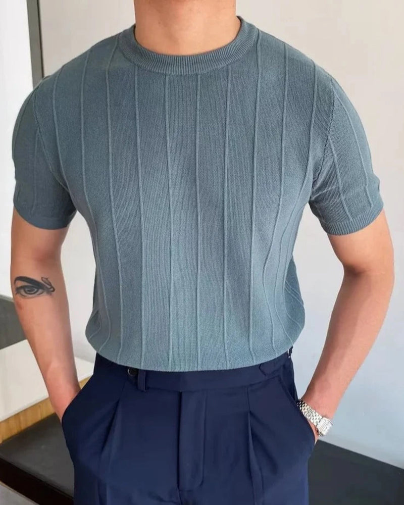 T-Shirt Uomo a Righe Verticali Vestibilità Regular - Vesarelli