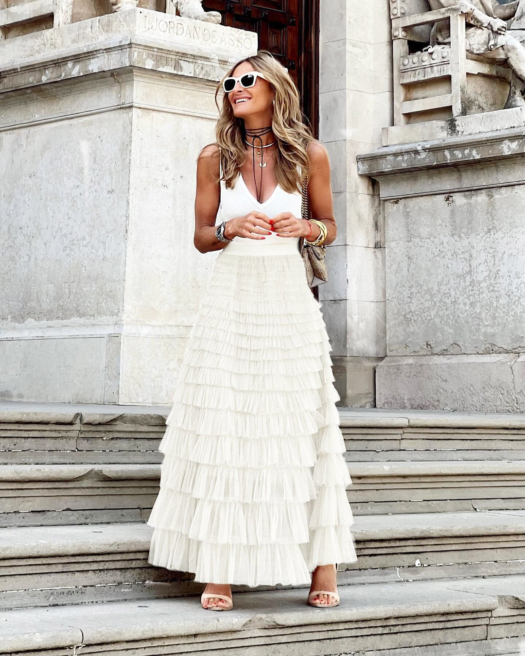 Gonna Lunga Donna in Tulle Vita Elastica