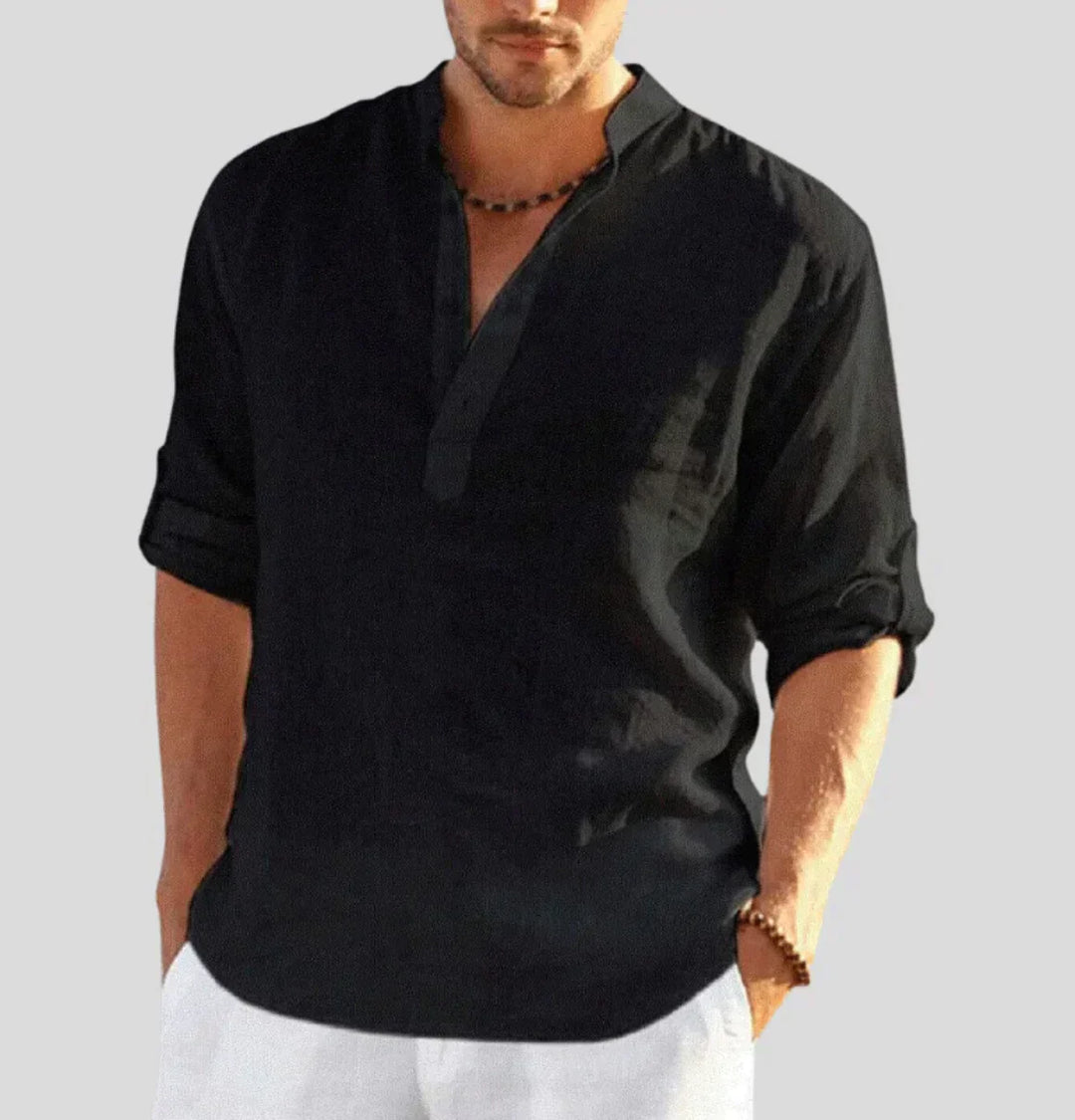 Camicia Uomo in Lino Manica Lunga Vestibilità Classica - Vesarelli
