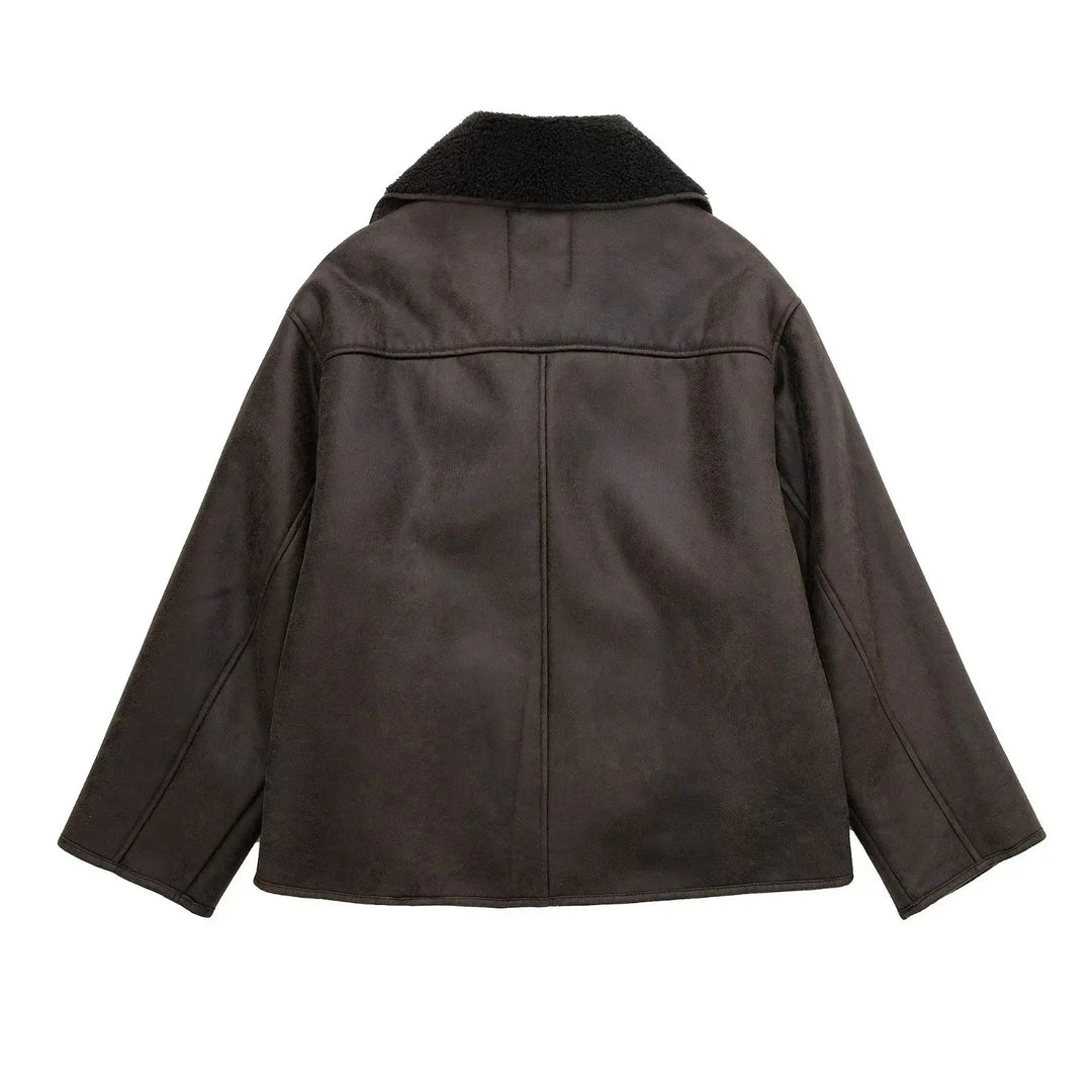Giacca Donna Effetto Pelle Corta Stile Classico
