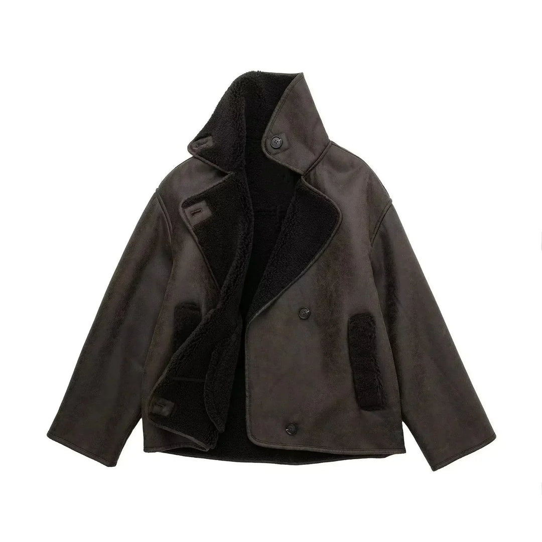 Giacca Donna Effetto Pelle Corta Stile Classico