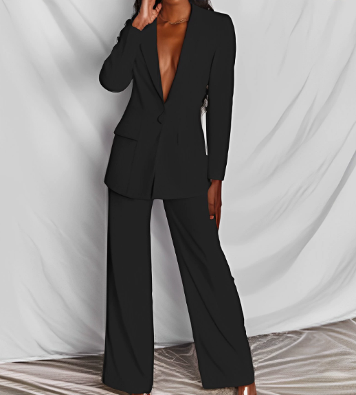 Tailleur elegante con dettagli ricamati Donna | Scollatura Profonda & Silhouette Slanciata