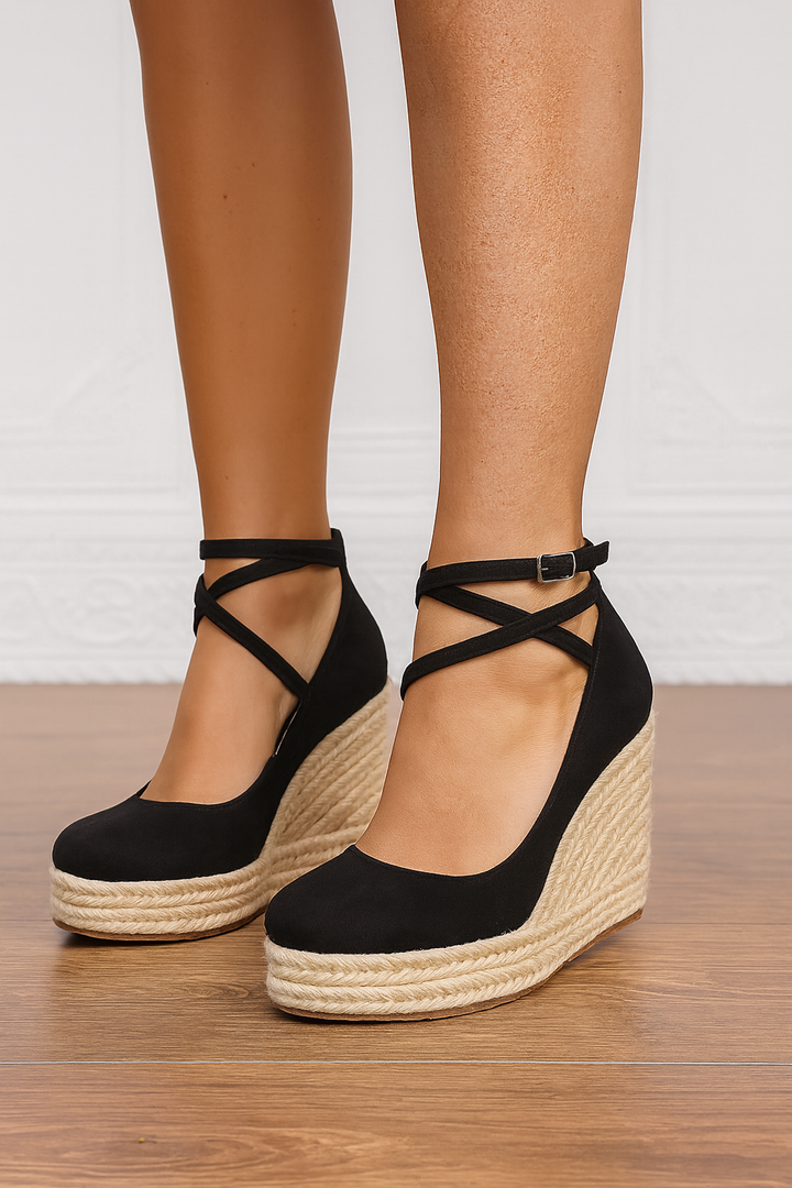 Sandali Donna Zeppa Espadrille Allacciatura alla Caviglia Bassa - Vesarelli