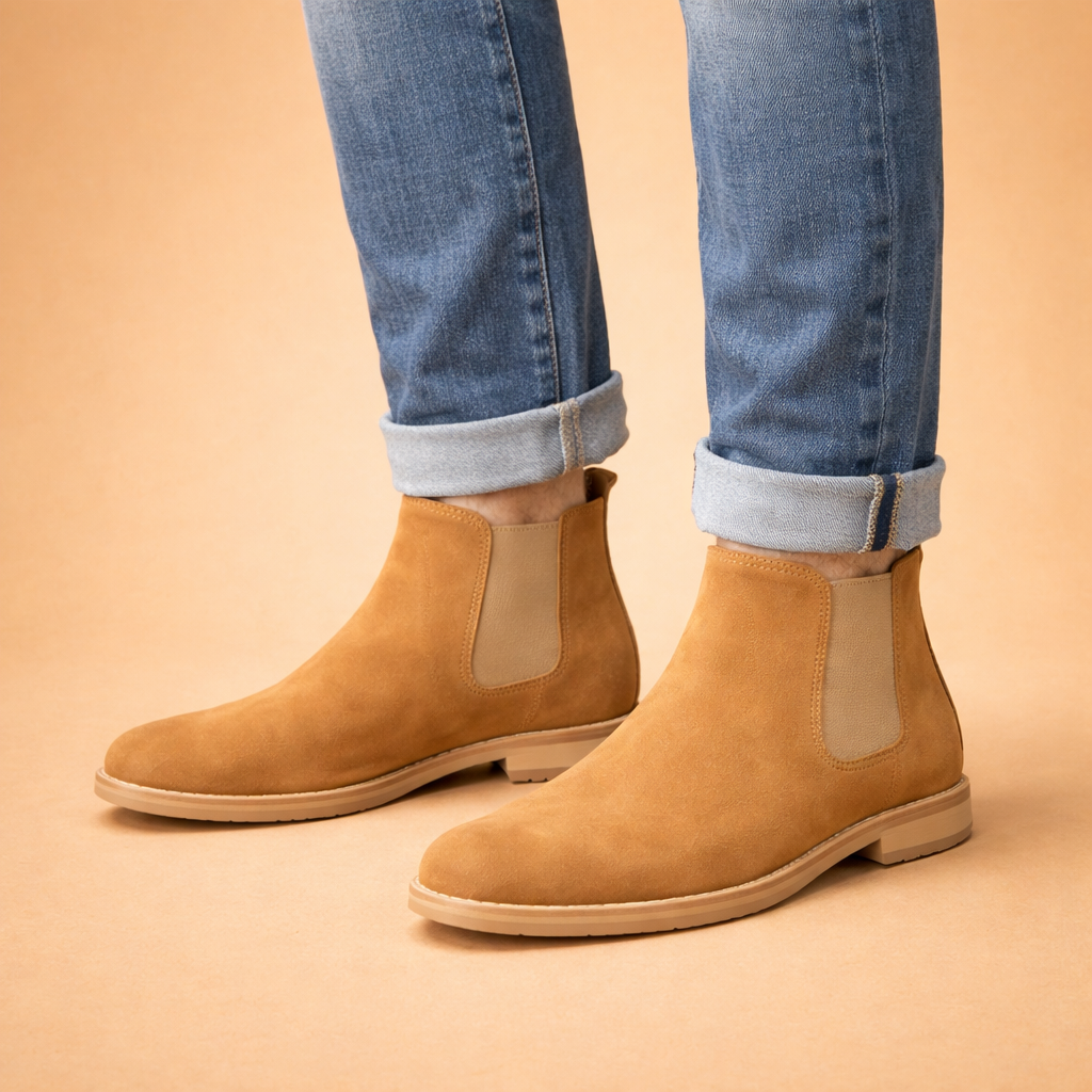 Stivaletti Chelsea Uomo Slip-On Eleganti Pelle