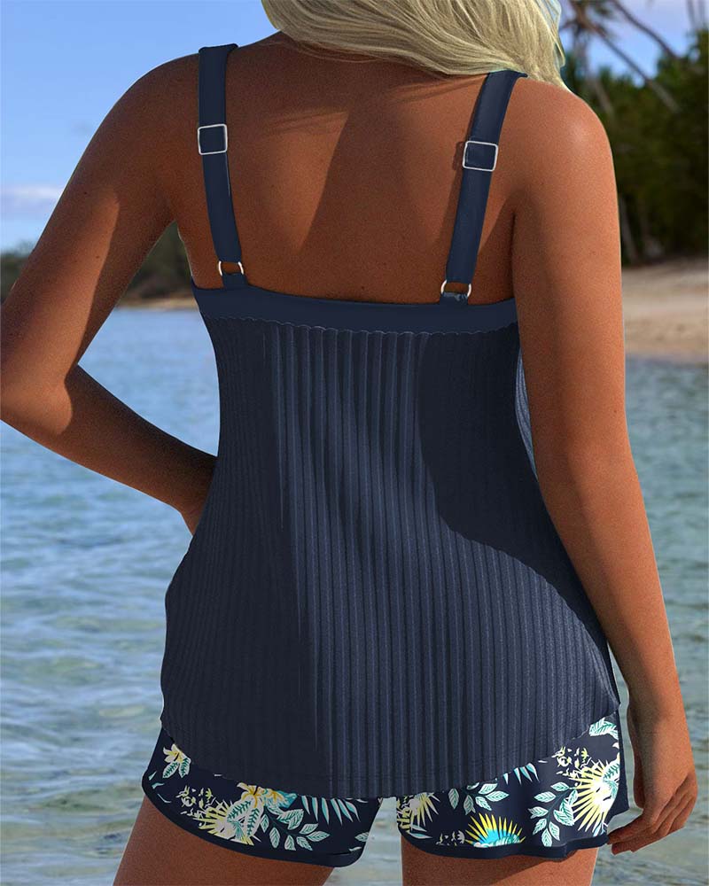 Tankini Donna A Righe Con Pantaloncini Da Spiaggia - Elegante E Comodo Per L'Estate 1