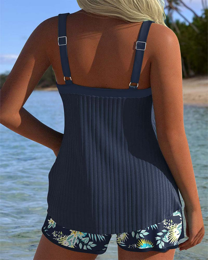 Tankini Donna A Righe Con Pantaloncini Da Spiaggia - Elegante E Comodo Per L'Estate 1