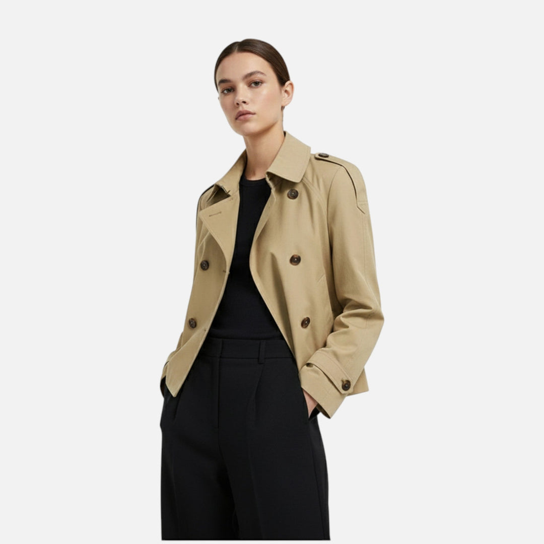 Trench Corto Donna Doppiopetto con Cintura Classico - Vesarelli