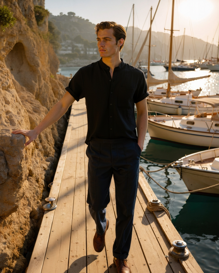 Camicia Uomo Colletto Mandarino Stile Essenziale Comfort