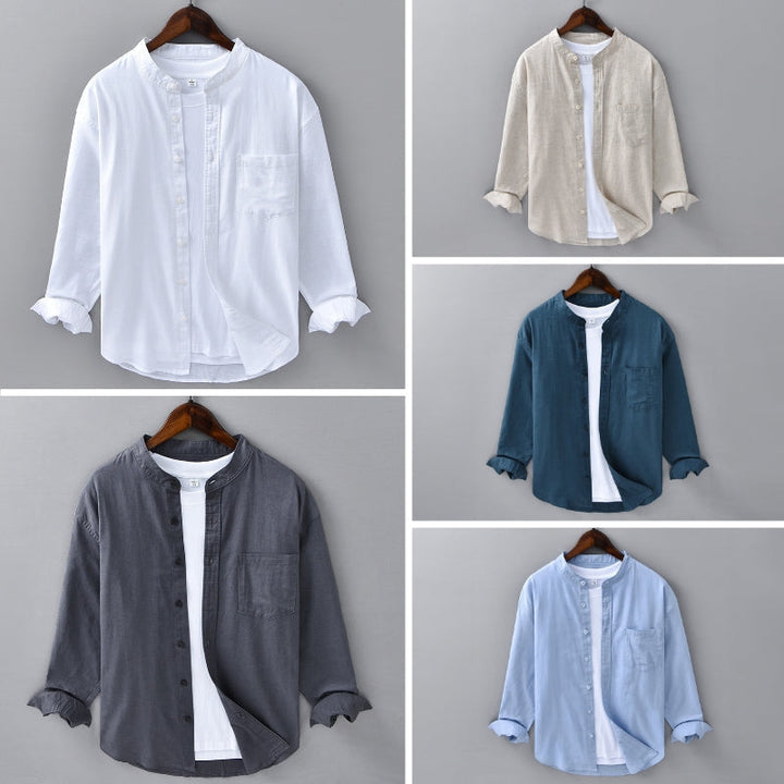 Camicia Uomo Casual in Lino Vestibilità Regular