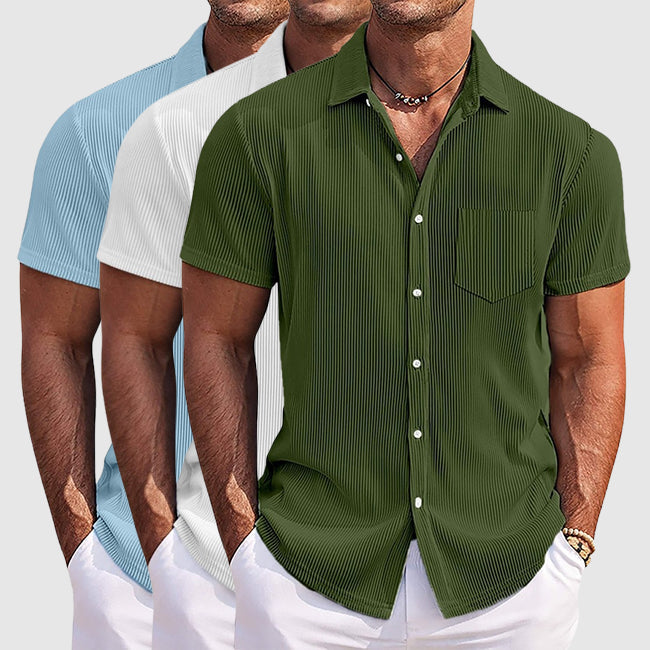Camicia Uomo a Righe con Taschino Slim Fit