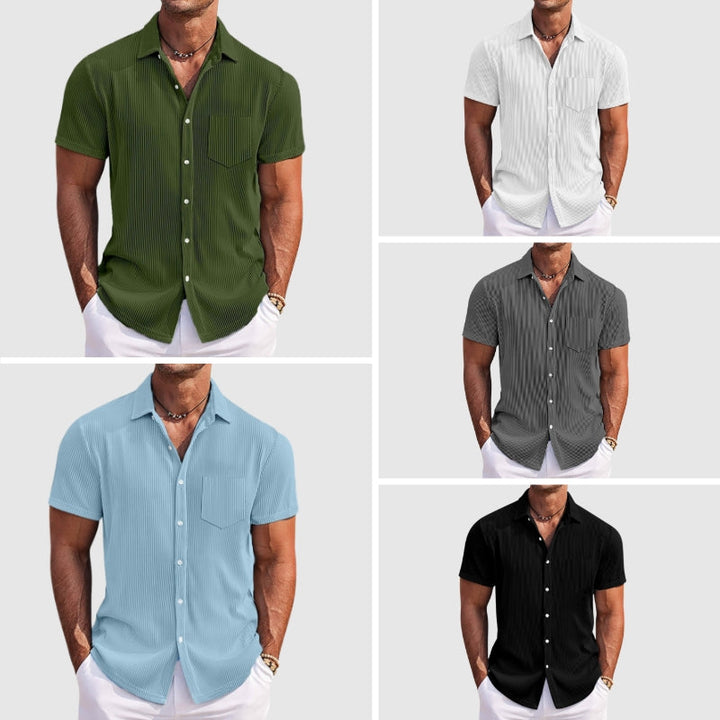 Camicia Uomo a Righe con Taschino Slim Fit