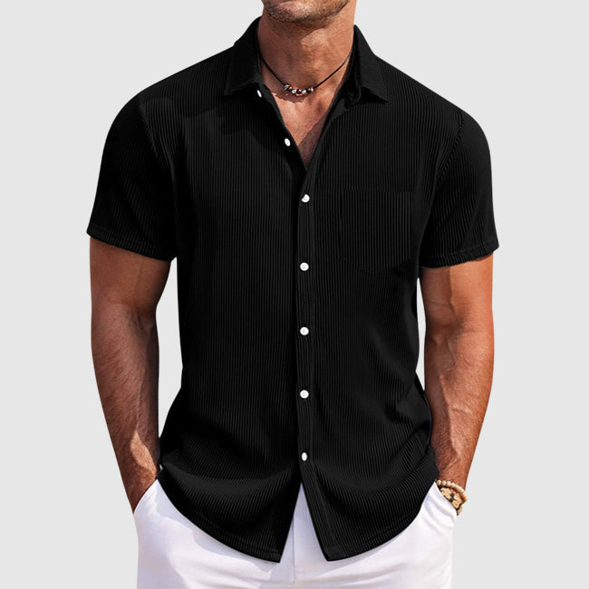 Camicia Uomo a Righe con Taschino Slim Fit
