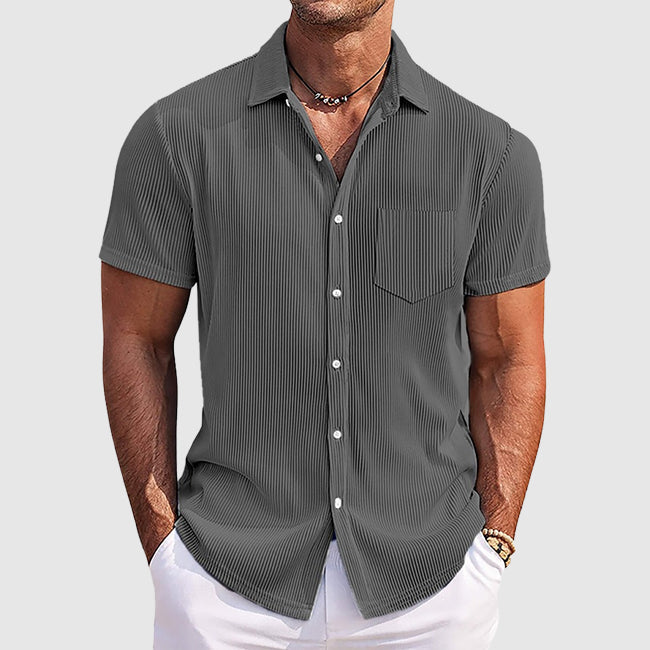 Camicia Uomo a Righe con Taschino Slim Fit