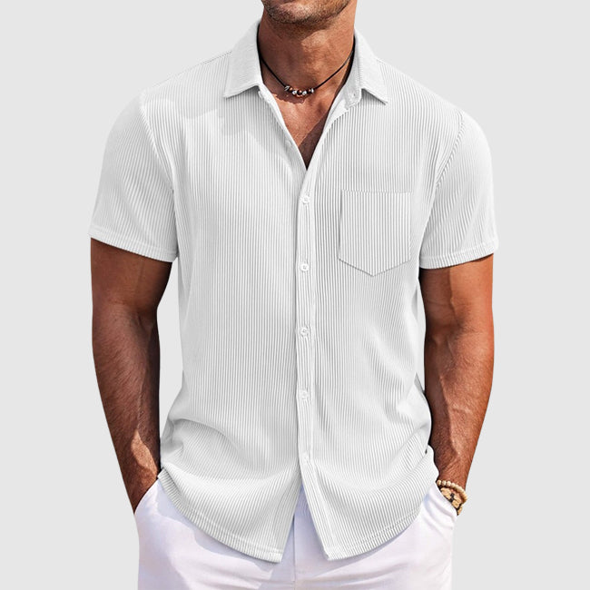 Camicia Uomo a Righe con Taschino Slim Fit