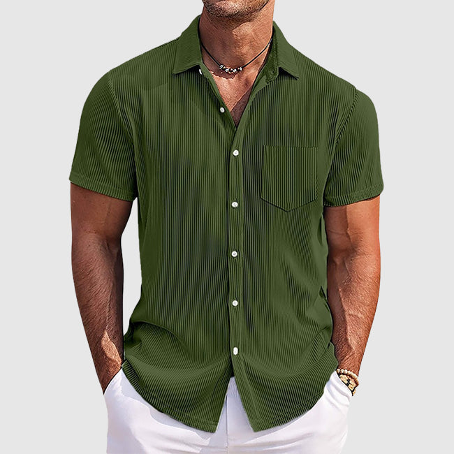 Camicia Uomo a Righe con Taschino Slim Fit