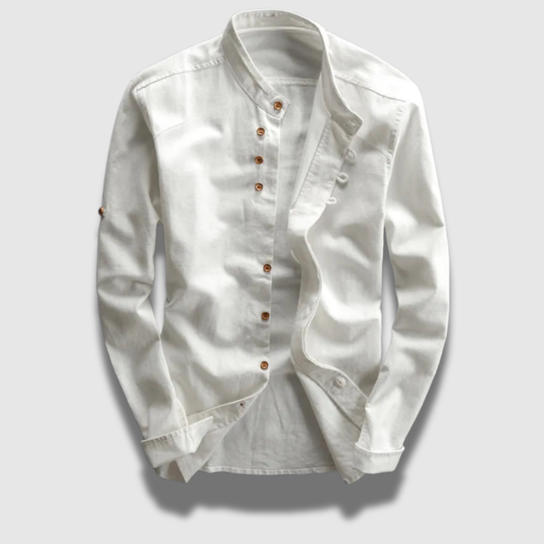 Camicia Uomo Lunga in Cotone con Bottoni Stile Giapponese