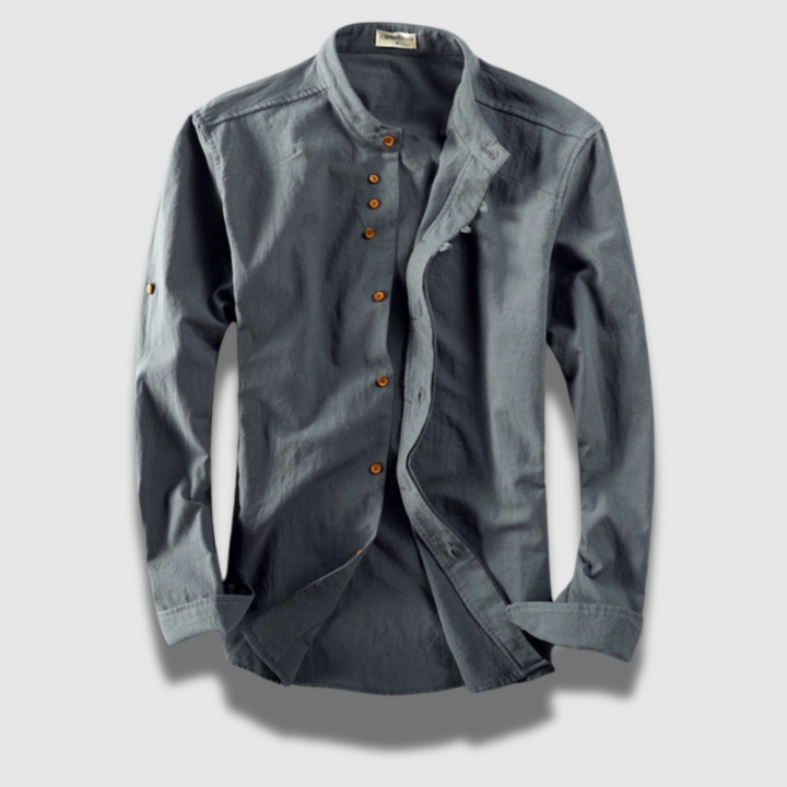 Camicia Uomo Lunga in Cotone con Bottoni Stile Giapponese