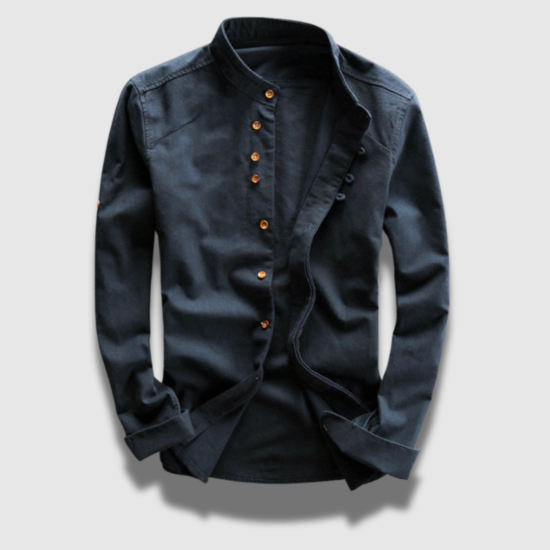 Camicia Uomo Lunga in Cotone con Bottoni Stile Giapponese - Vesarelli