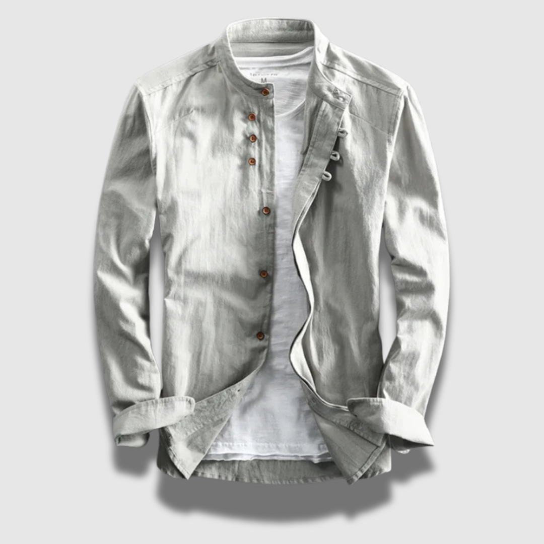 Camicia Uomo Lunga in Cotone con Bottoni Stile Giapponese