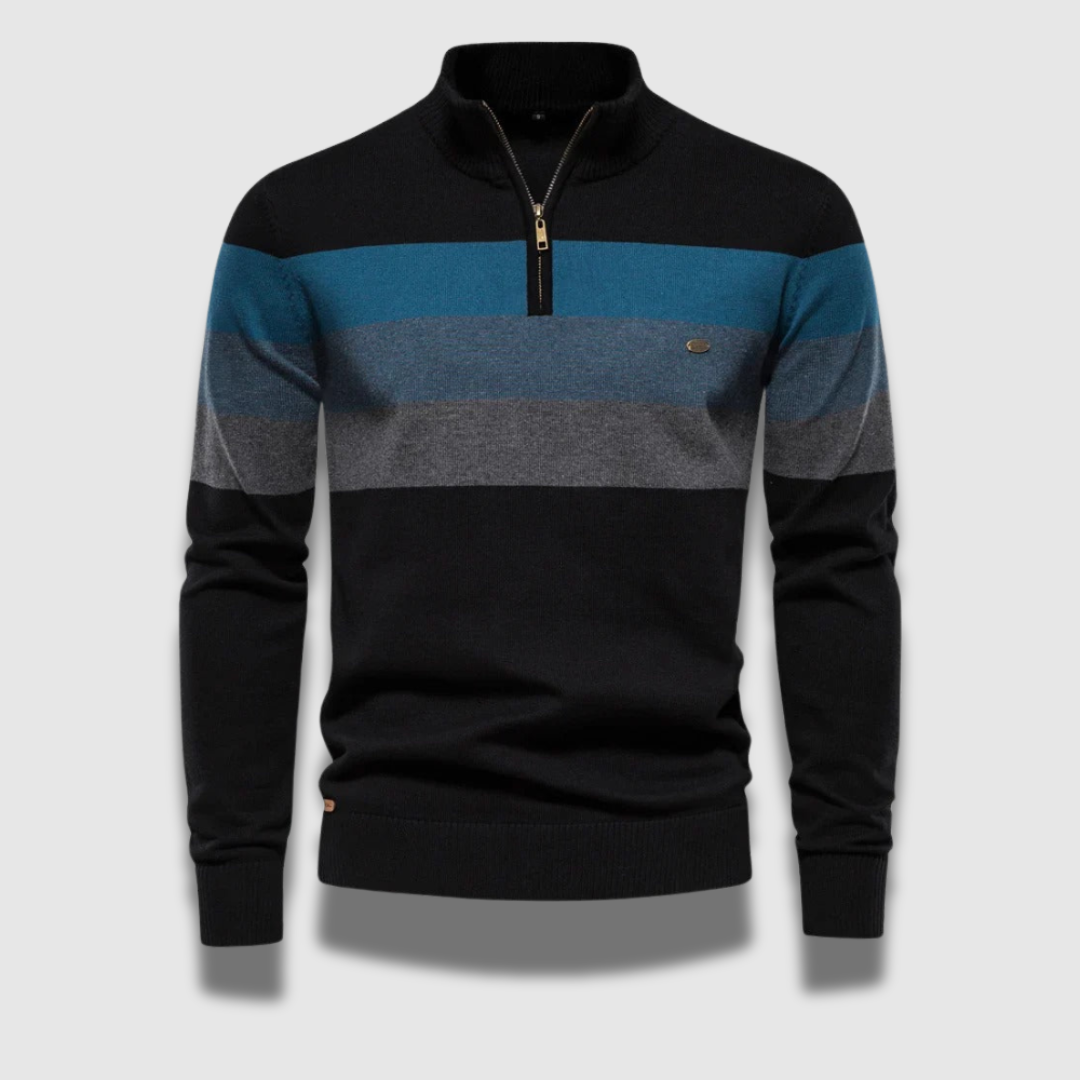 Maglione Uomo con Zip Tessuto a Righe Regular Fit