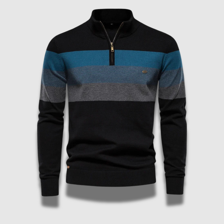 Maglione Uomo con Zip Tessuto a Righe Regular Fit